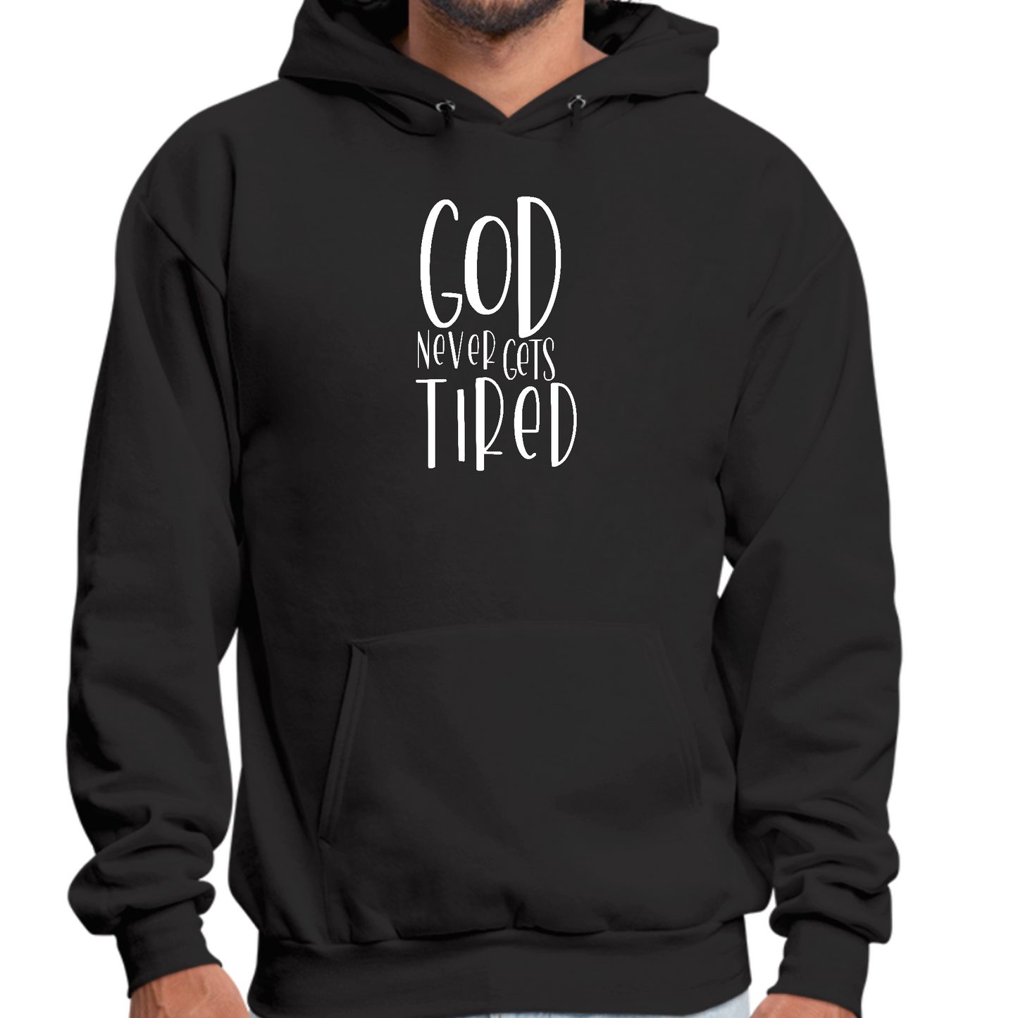 Mens Graphic Hoodie Say it Soul - God Never Gets Tired