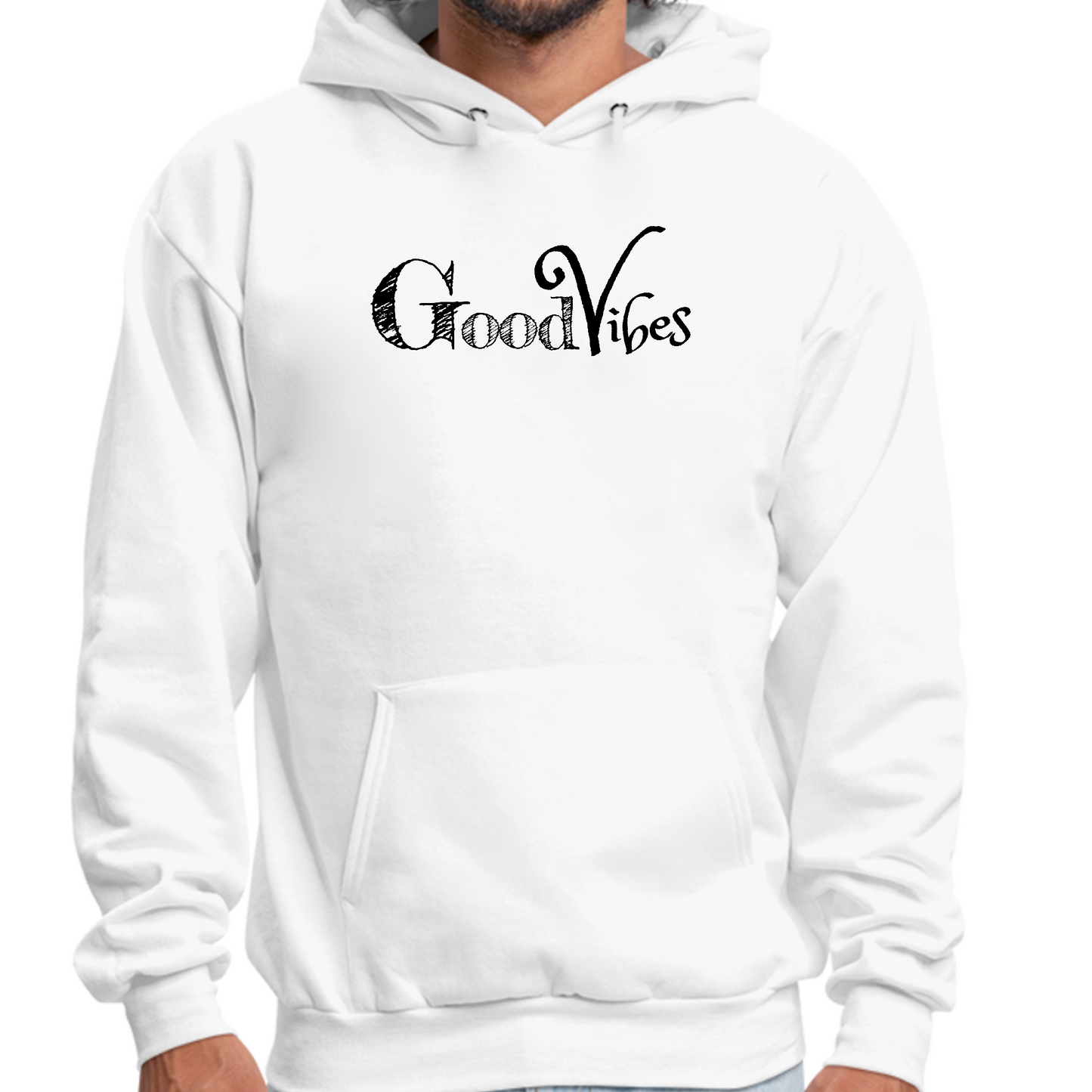 Mens Graphic Hoodie Good Vibes Black Print